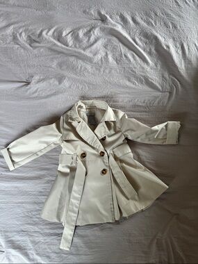 Tahari Cream Double-Breasted Pea Coat for Kids